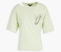 T-Shirt aus Baumwoll-Jersey mit Kristallverzierung und Cut-outs 1