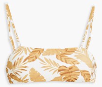 Bandeau-Bikini-Oberteil aus Stretch-Piqué mit Print