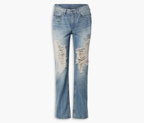 The Sasha hoch sitzende Jeans mit geradem Bein inDistressed-Optik