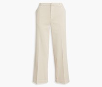 Hoch sitzende Cropped Hose mit weitem Bein und Fransen