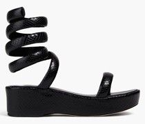 Gabi Plateausandalen aus Leder mit Schlangeneffekt und Twist-Detail