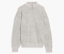 Sweatshirt aus Baumwollfrottee mit halblangem Reißverschluss und Print
