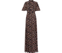 Plissiertes Maxikleid aus Chiffon mit floralem Print