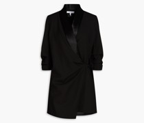 Tuxedo Mini-Wickelkleid aus Wolle mit Satinbesatz M