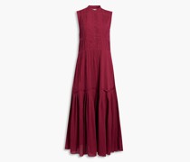 Cantralla gestuftes Midikleid aus Baumwoll-Voile inKnitteroptik