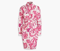 Kleid aus Popeline aus Stretch-Baumwolle mit Wickeleffekt und floralem Print