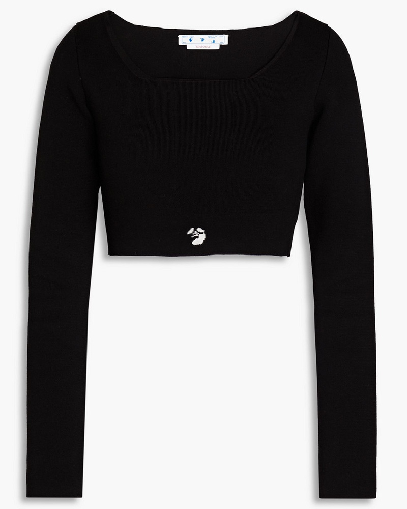 OFF-WHITE Damen Cropped Oberteil aus einer Baumwollmischung mit Jacquard-Besatz