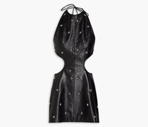 Stars Around Neckholder-Minikleid aus Kunstleder mit Verzierung