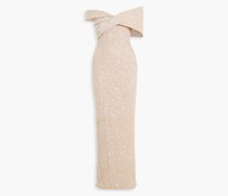 Mirella schulterfreie Robe aus Tüll mit Pailletten