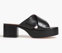 Mules aus Leder mit Plateau