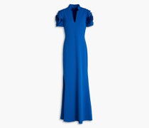 Robe aus Stretch-Crêpe mit floraler Verzierung