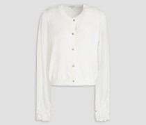 Peggy Cardigan aus Merinowolle mit Seiden-Georgette-Einsätzen