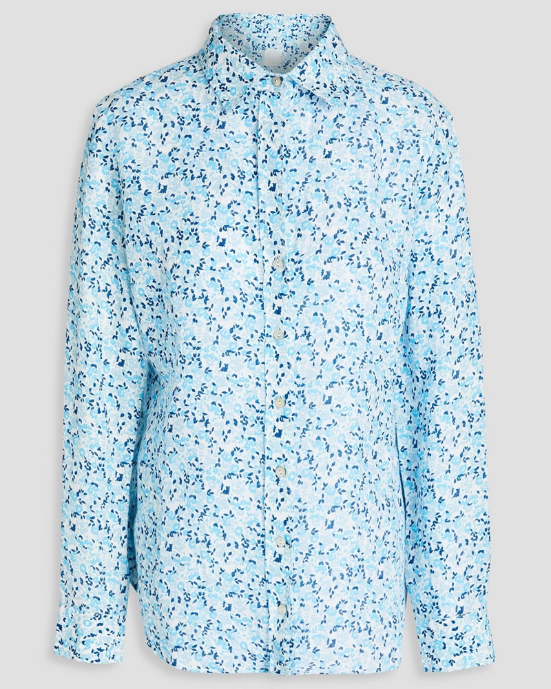 120% Lino Damen Hemd aus Leinen mit floralem Print