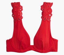 Cilla Triangel-Bikini-Oberteil mit Lochstickerei und Mesh-Besatz