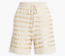 Shorts aus Stretch-Baumwolle inMetallic-Optik mit Streifen 1