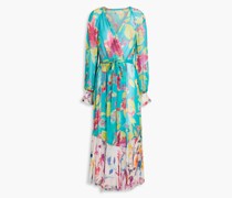 trandkleid au Krepon mit floralem Print und Rüchen