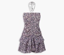 Ilanka Neckholder-Minikleid aus Baumwoll-Voile mit Print und Raffungen