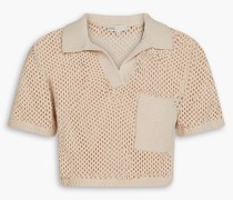 Cropped Poloshirt aus Häkelstrick aus einer Baumwollmischung S