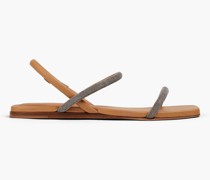 Slingback-Sandalen aus Leder mit Zierperlen