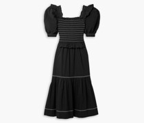 Sibylle Midikleid aus Baumwollpopeline mit Raffung und Rüschen