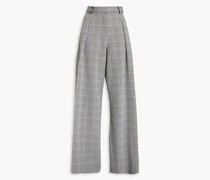 Hose aus Stretch-Ponte mit weitem Bein, Hahnentrittmuster und Faten