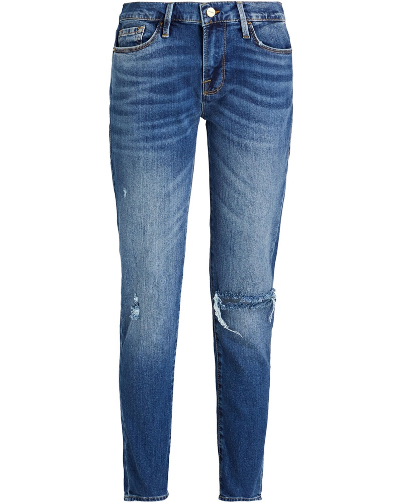 Frame Denim Damen Le Garcon Boyfriend-Jeans mit schmalem Bein inDistressed-Optik 24