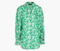 Hemd aus glänzendem Twill aus einer Cupromischung mit floralem Print 0