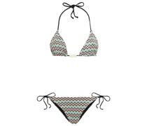 Triangel-Bikini mit Print und Verzierung