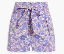 Shorts aus Baumwollpopeline mit floralem Print