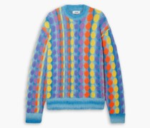 Oversized-Pullover aus gebürstetem Jacquard-Strick mit Polka-Dots S