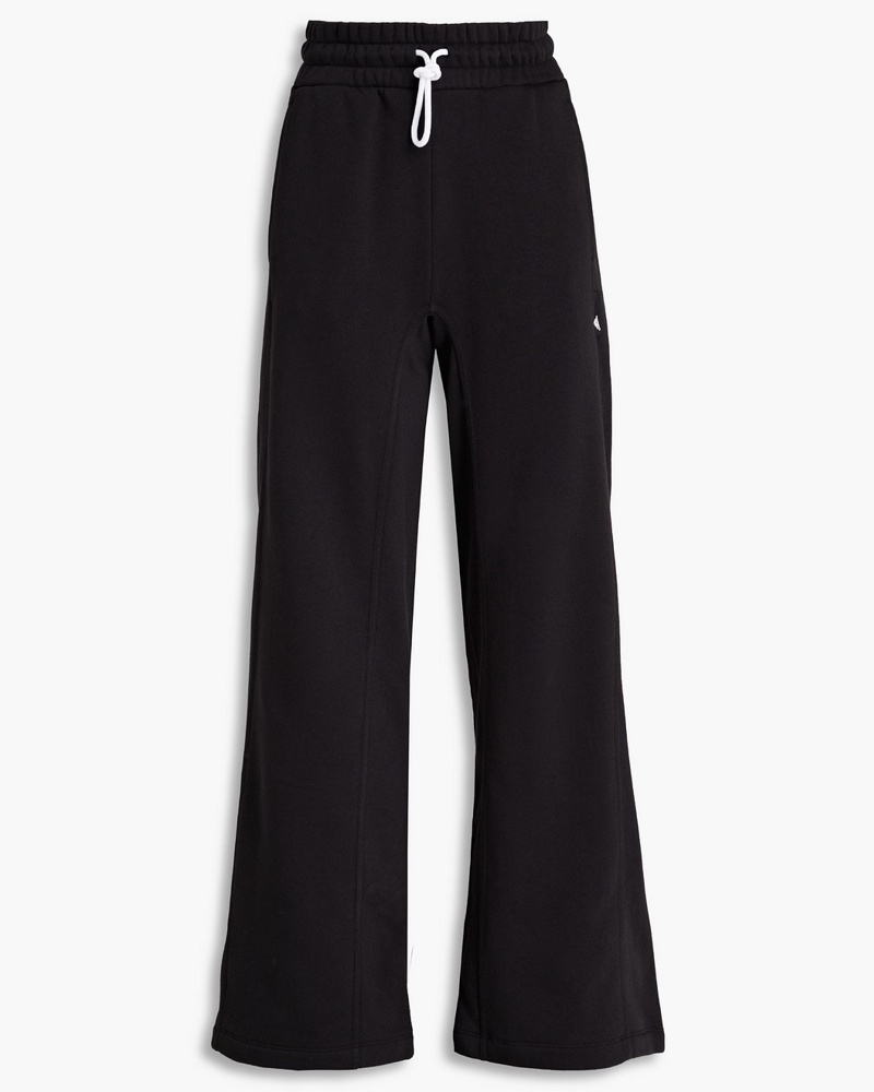 adidas Damen Hose mit weitem Bein aus Fleece aus einer Baumwollmischung mit Logoapplikation