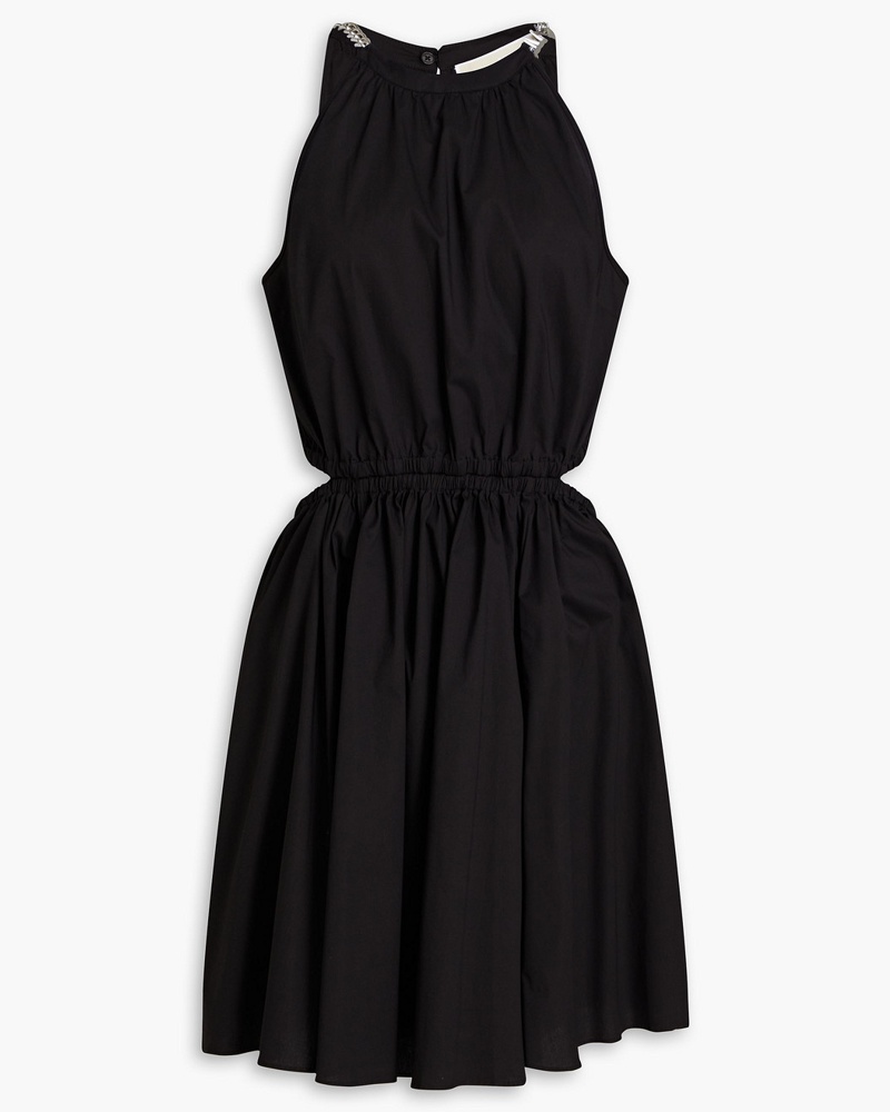 Michael Kors Damen Minikleid aus Popeline aus Stretch-Biobaumwolle mit Cut-outs M