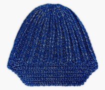 Beanie aus Rippstrick mit Metallic-Effekt M