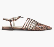 Cage flache Schuhe mit spitzer Kappe aus Kunstleder mit Schlangeneffekt