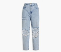 St. Tropez hoch sitzende Cropped Jeans mit geradem Bein inDistressed-Optik 28