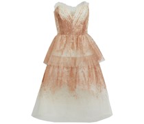 Trägerloses Midikleid aus Tüll mit Glitter-Finish