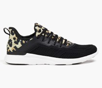 Sneakers aus Neopren und Stretch-Strick mit Leopardenprint