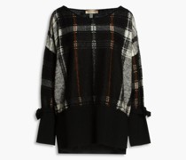 Karierter Pullover aus einer Wollmischung mit Metallic-Effekt