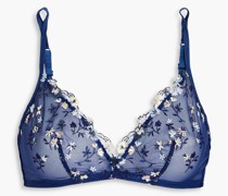 Triangel-BH aus Stretch-Mesh mit Stickereien S