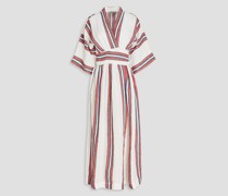 Charita Midi-Wickelkleid aus Leinen mit Streifen