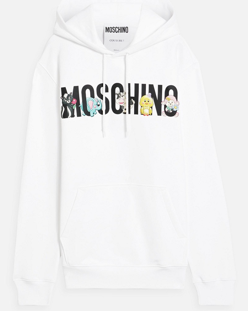 Moschino Damen Hoodie aus Baumwollfrottee mit Print