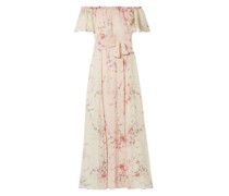 Evelyn schulterfreies Maxikleid aus Seiden-Georgette mit floralem Print