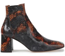 Beta Snake-effect Leather Ankle Boots