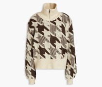 Dora Pullover aus einer Wollmischung mit Hahnentrittmuster und halblangem Reißverschluss