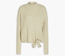 Rollkragenpullover aus einer gerippten Bauwollischung it Bindedetail