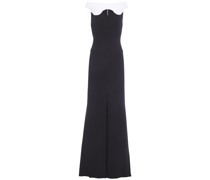 Cutout Pleated Wool-crepe Gown