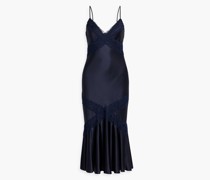 Dagon Slip Dress aus Seidensatin inMidilänge mit Spitzenbesatz