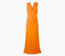 Zeus DioneHydria Maxikleid aus Leinen und Georgette mit Wickeleffekt