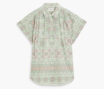 Naro bedrucktes Hemd aus Baumwolle mit Raffung S