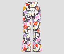 Kick-flare-Hose aus einer Baumwollmischung mit floralem Print